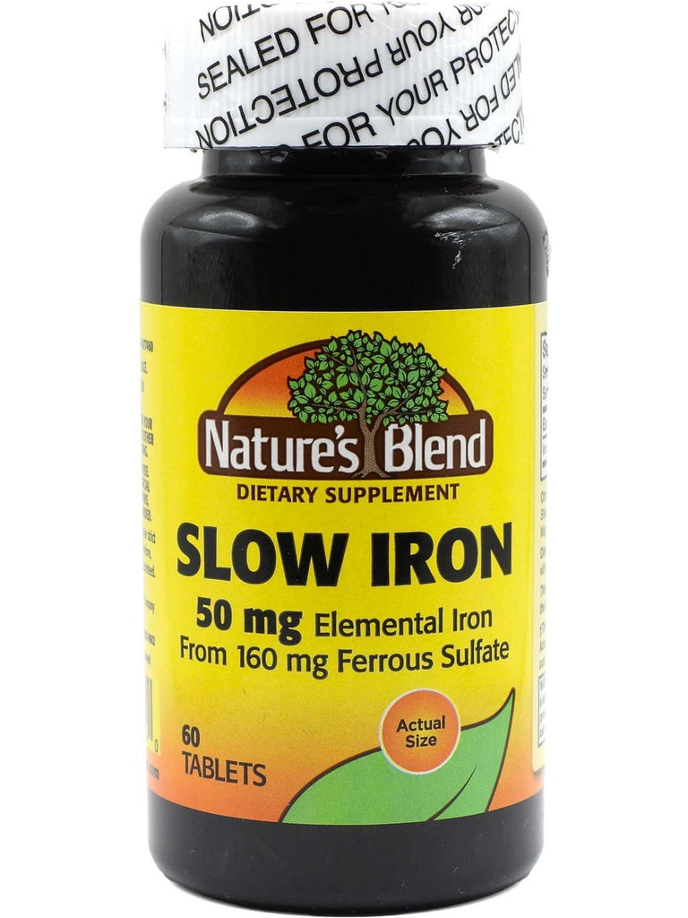 Nature's Blend, Slow Iron 50mg (160mg Ferrous Sulfate), 60 Tablets