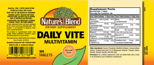 Nature's Blend, Daily Vite Multivitamin, 100 Tablets