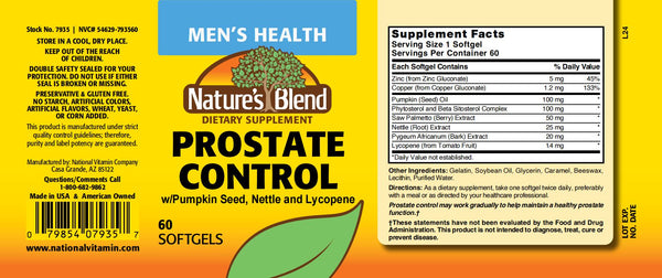 Nature's Blend, Prostate Control, 60 Softgels