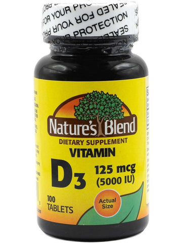 Nature's Blend, Vitamin D3, 125mcg (5000IU), 100 Tablets