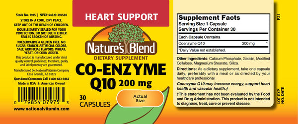 Nature's Blend, Co-enzyme Q10 200 mg, 30 Capsules