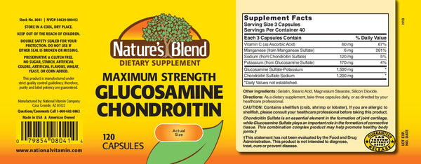 Nature's Blend, Maximum Strength Glucosamine Chondroitin, 120 Capsules