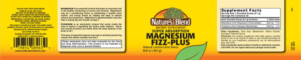 Nature's Blend, Magnesium Fizz-Plus Powder, 6.4 oz