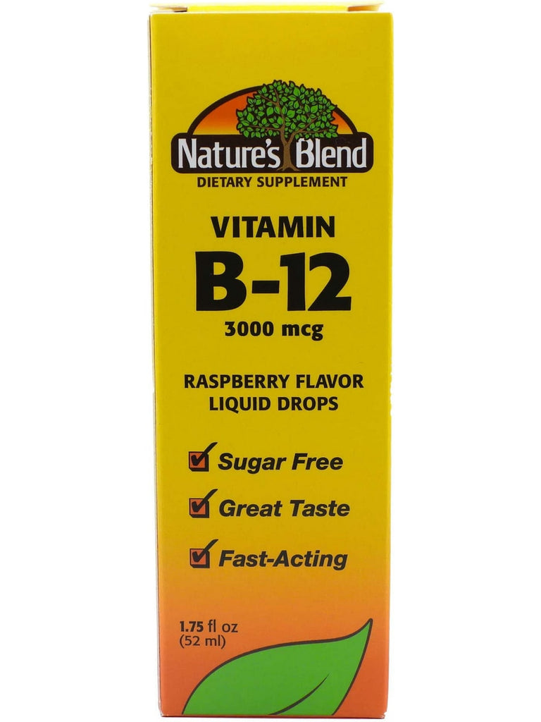 Nature's Blend, Vitamin B-12, 3000 mcg, Liquid Drops, Raspberry Flavor, 1.75 fl oz