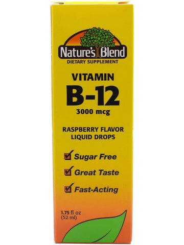 Nature's Blend, Vitamin B-12, 3000 mcg, Liquid Drops, Raspberry Flavor, 1.75 fl oz