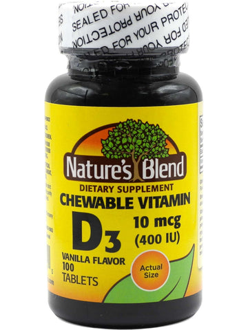 Nature's Blend, Chewable Vitamin D3 10mcg (400IU), Vanilla Flavor, 100 Tablets