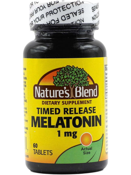 Nature's Blend, Melatonin 1 mg, Timed Release, 60 Tablets