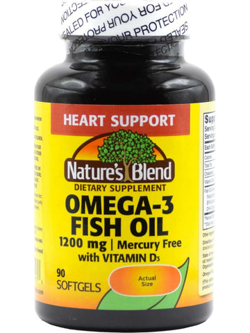 Nature's Blend, Omega-3 Fish Oil 1200 mg with Vitamin D3, 90 Softgels