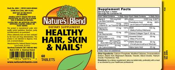 Nature's Blend, Healthy Hair, Skin and Nails, 60 Tablets