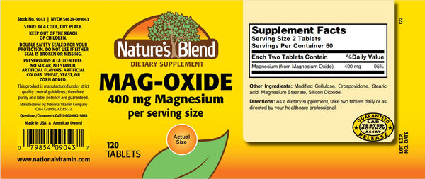 Nature's Blend, Mag-Oxide 400 mg Magnesium, 120 Tablets
