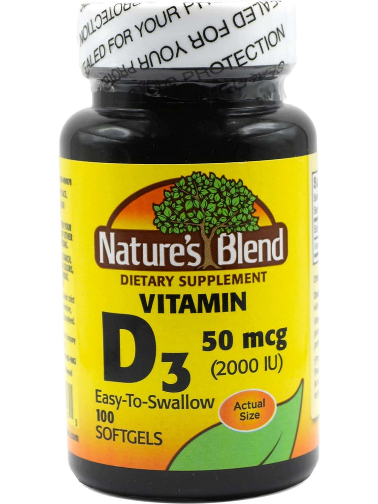 Nature's Blend, Vitamin D3, 50mcg (2000IU), 100 Softgels
