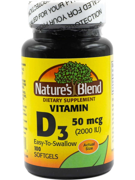Nature's Blend, Vitamin D3, 50mcg (2000IU), 100 Softgels