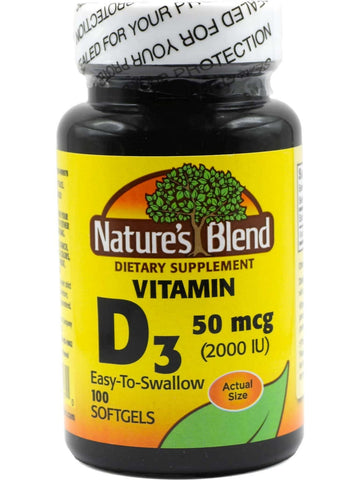 Nature's Blend, Vitamin D3, 50mcg (2000IU), 100 Softgels