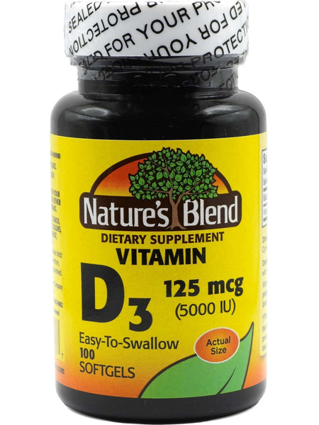 Nature's Blend, Vtiamin D3, 125mcg (5000IU), 100 Softgels