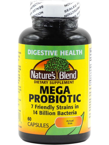 Nature's Blend, Mega Probiotic, 7 Friendly Strains in 14 Billion Bacteria, 60 Capsules