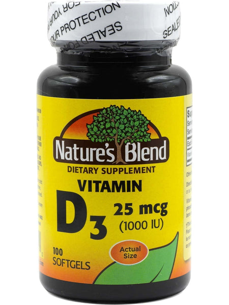Nature's Blend, Vitamin D3 25mcg (1000IU), 100 Softgels