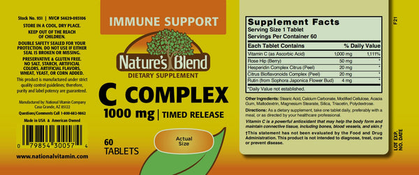 Nature's Blend, C Complex, Timed Release, 1000 mg, 60 Tablets