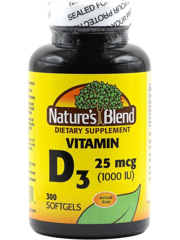 Nature's Blend, Vitamin D3, 25mcg (1000IU), 300 Softgels