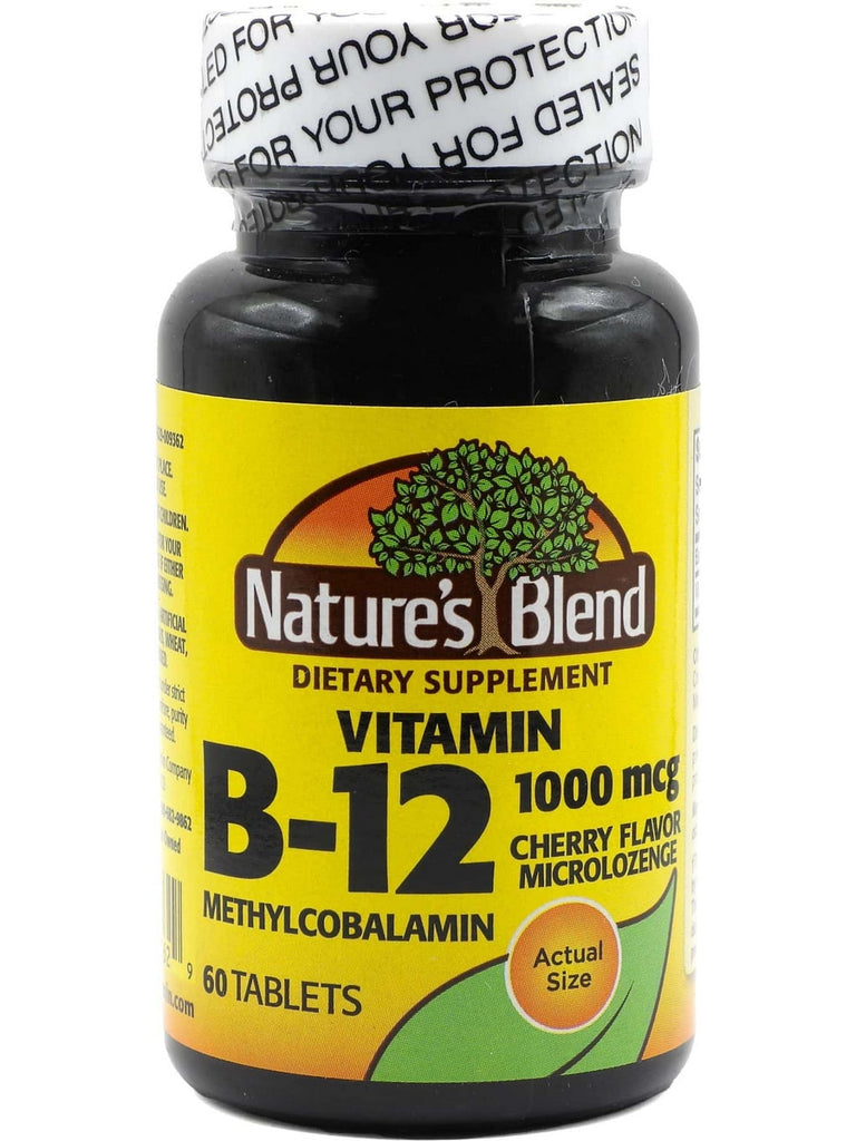 Nature's Blend, Vitamin B-12, 1000 mcg, Methylcobalamin, Cherry Flavor Microlozenge, 60 Tablets