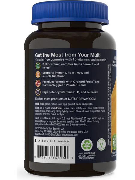 Nature's Way, Alive! Men's Premium Gummy Multivitamin, Orange, Grape and Cherry, 75 Gummies