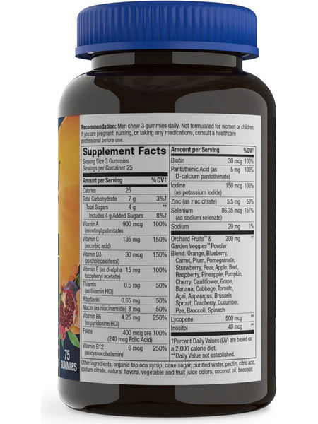 Nature's Way, Alive! Men's Premium Gummy Multivitamin, Orange, Grape and Cherry, 75 Gummies