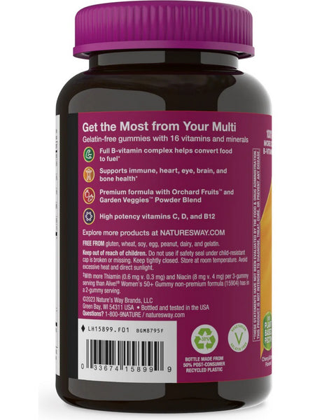 Nature's Way, Alive! Women's 50+ Premium Gummy Multivitamin, Cherry and Grape, 75 Gummies