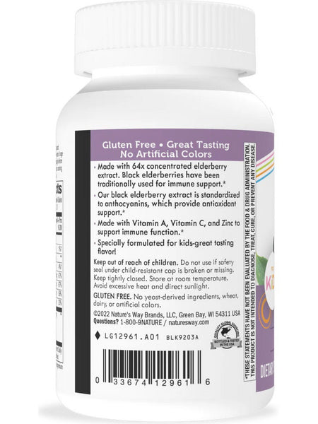 Nature's Way, Sambucus Elderberry Immune Support For Kids, 1,000 mg, 40 Chewable Tablets