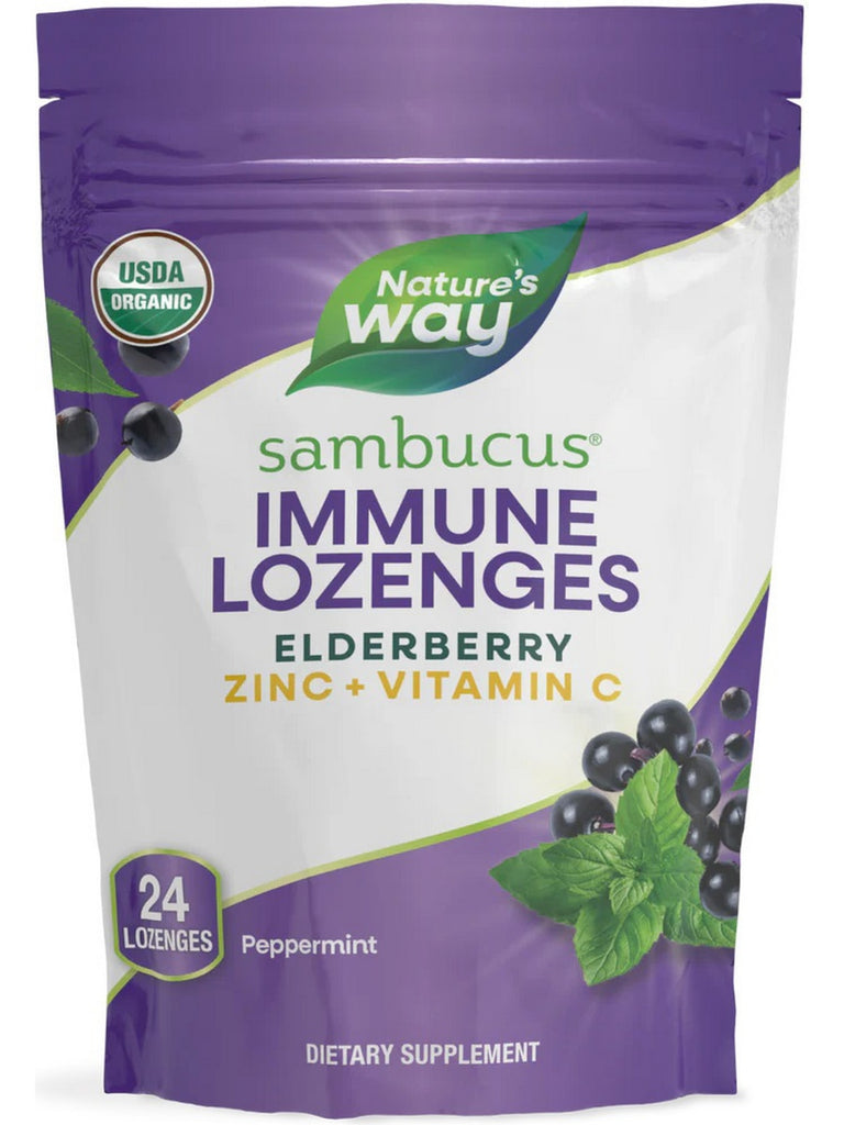 Nature's Way, Organic Sambucus Zinc Lozenges (Peppermint), 24 lozenges