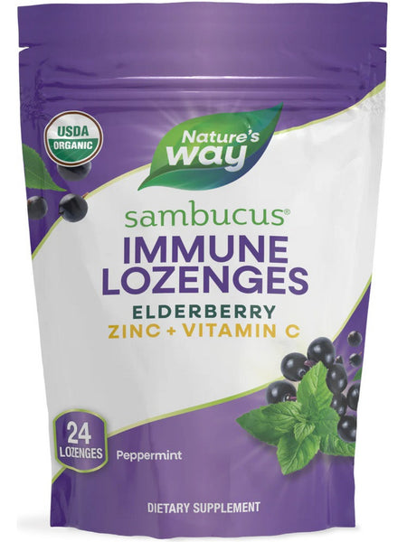 Nature's Way, Organic Sambucus Zinc Lozenges (Peppermint), 24 lozenges