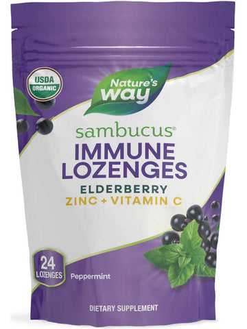 Nature's Way, Organic Sambucus Zinc Lozenges (Peppermint), 24 lozenges