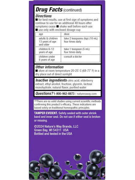 Nature's Way, Sambucus Alpha CF Flu Relief Syrup, Elderberry, 4 fl oz