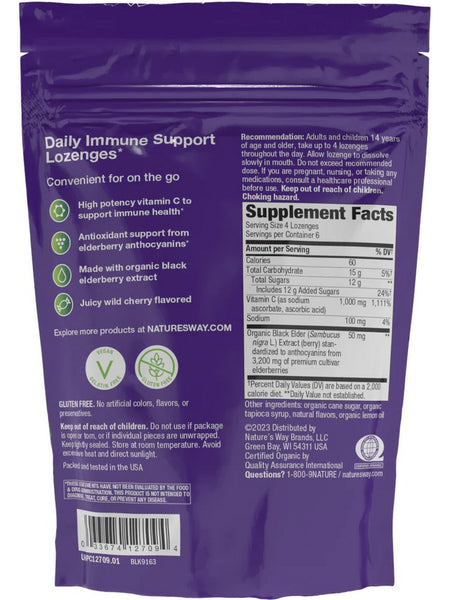 Nature's Way, Sambucus Vitamin C Lozenges, 1,000 mg, Wild Cherry, 24 Lozenges