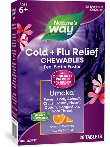 Nature's Way, Umcka® Cold+Flu Orange Chewable, 20 tablets