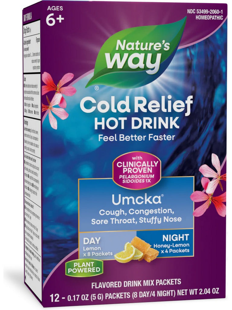 Nature's Way, Umcka® Day + Night Hot Drink (Lemon), 12 packets