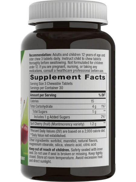 Nature's Way, Tart Cherry Ultra Chewables, 1,200 mg, Cherry, 90 Chewable Tablets