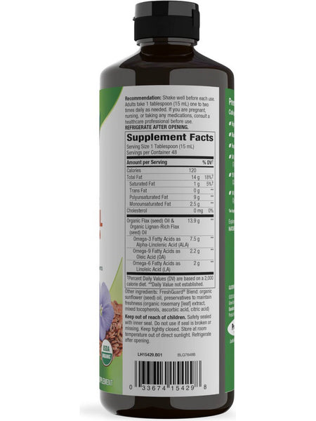 Nature's Way, Organic Flax Oil Super Lignan, 24 fl oz
