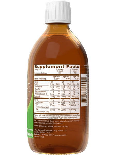 Nature's Way, NutraSea Omega-3, 1,250 mg, Zesty Lemon, 16.9 fl oz
