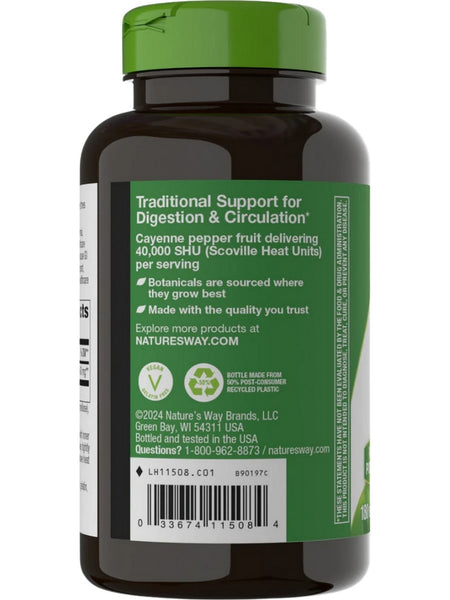 Nature's Way, Cayenne Pepper 40,000 SHU Potency, 180 vegan capsules