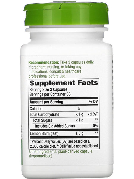 Nature's Way, Melissa Lemon Balm Leaf, 100 vegan capsules