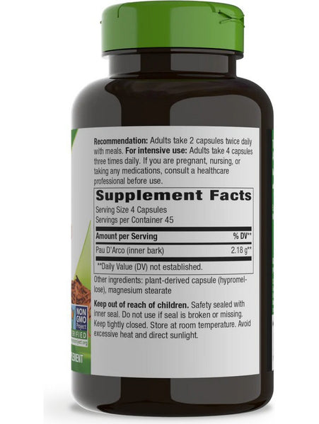 Nature's Way, Pau d'Arco Inner Bark, 180 vegan capsules