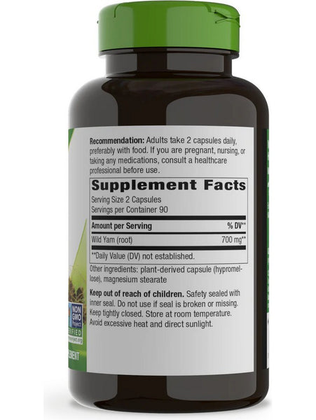 Nature's Way, Wild Yam Root, 180 vegan capsules