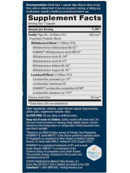 Nature's Way, Fortify® Age 50+ Probiotic 30 Billion, 30 delayed-release capsules