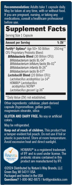 Nature's Way, Fortify® Optima® Age 50+ Probiotic 50 Billion, 30 delayed-release veg capsules