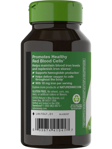 Nature's Way, Iron 18 mg, 100 capsules