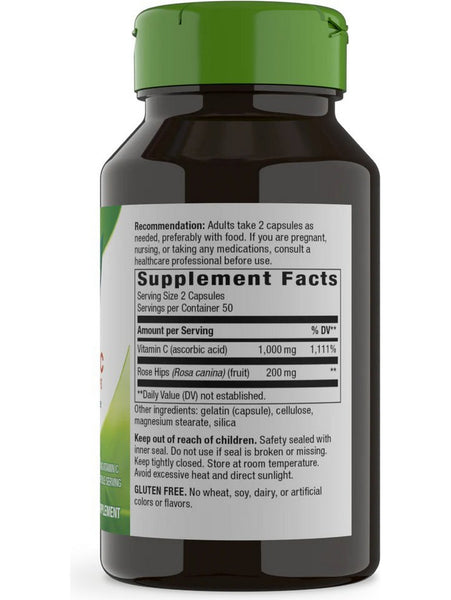 Nature's Way, Vitamin C 500 with Rose Hips, 100 capsules
