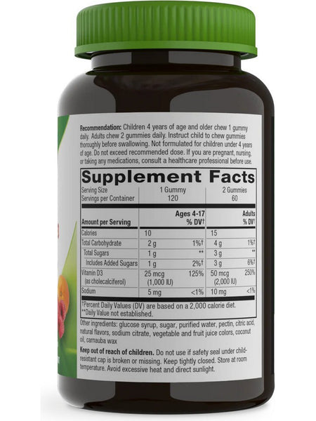 Nature's Way, Vitamin D3 Gummies, 2,000 IU, Mixed Fruit, 120 Gummies
