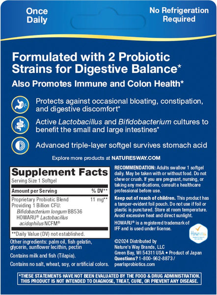 Nature's Way, Probiotic Pearls™ Acidophilus, 90 softgels