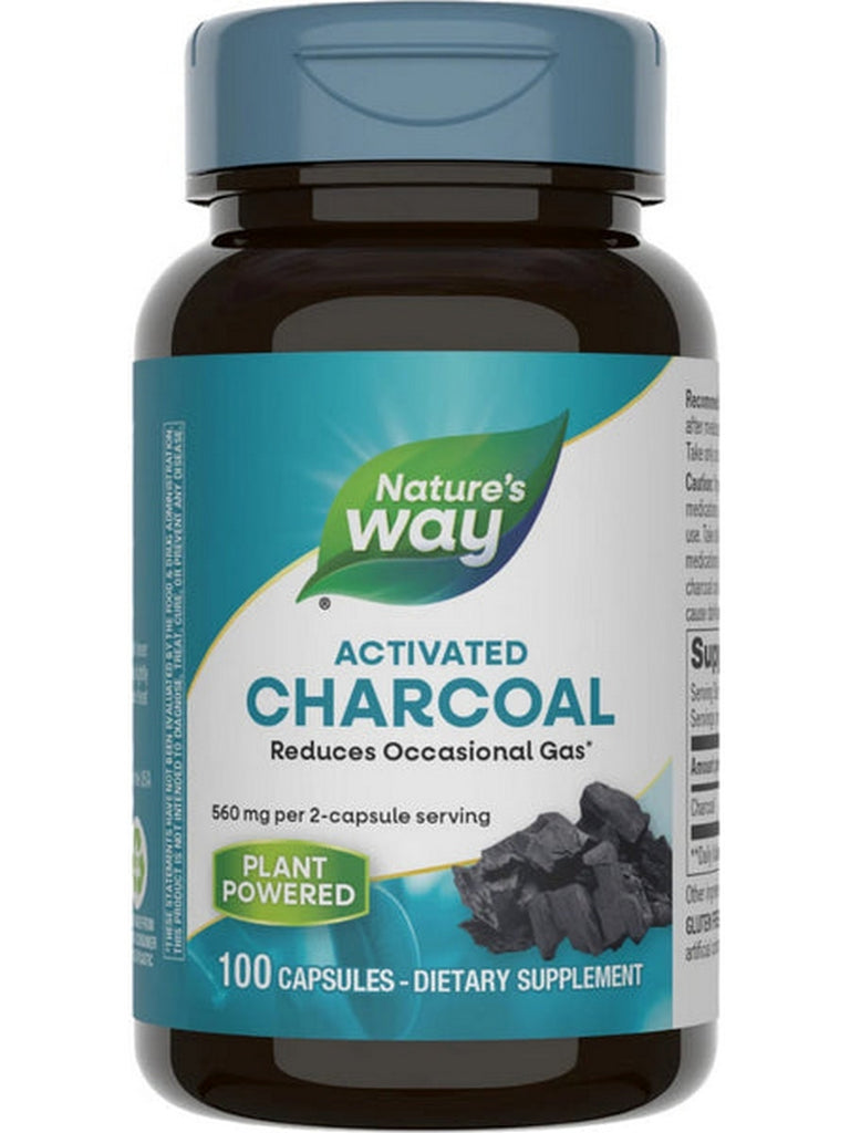 Natures Way, Activated Charcoal, Blue Bottle, 100 Capsules