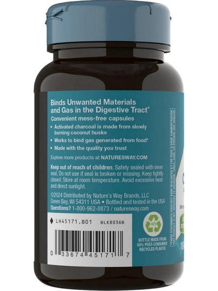 Natures Way, Activated Charcoal, Blue Bottle, 100 Capsules