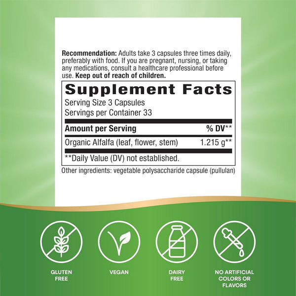 Nature's Way, Alfalfa, 1,215 mg, 100 Vegan Capsules